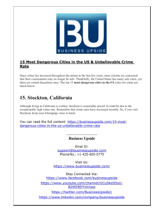 15 Most Dangerous Cities in the US & Unbelievable Crime Rate