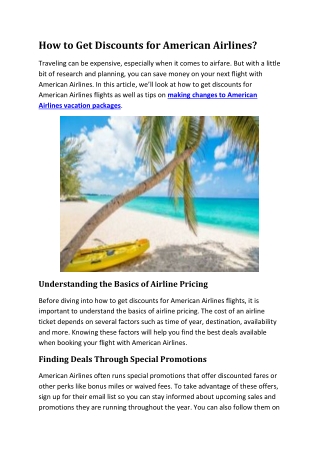 How to Get Discounts for American Airlines