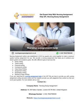 Get Expert Help With Nursing Assignment Help UK _ Nursing Essay Assignment (2)