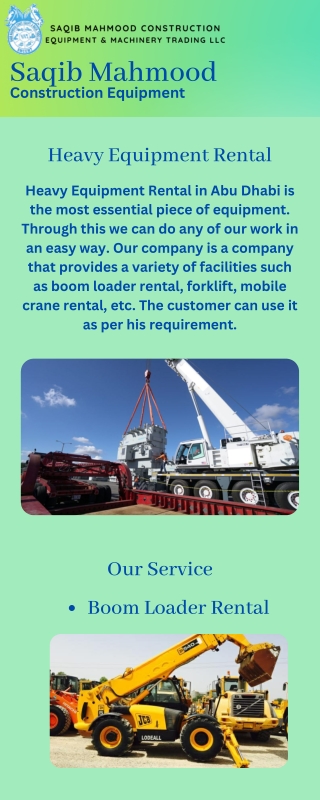 We Give the Perfect Heavy Equipment Rental in Abu Dhabi