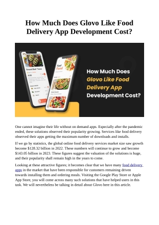 How Much Does Glovo Like Food Delivery App Development Cost?