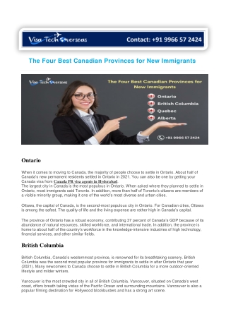 The Four Best Canadian Provinces for New Immigrants