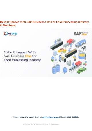 Make It Happen With SAP Business One For Food Processing industry in Mombasa