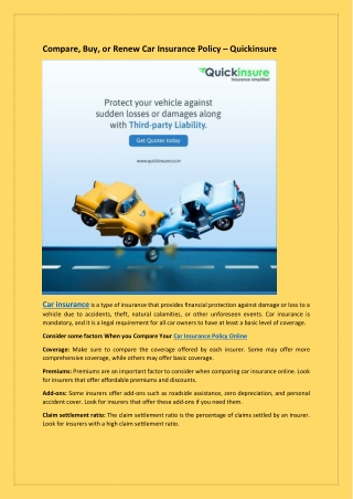 Car Insurance Policy online