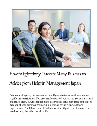 Advice from Helprin Management Japan