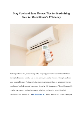 Stay Cool and Save Money Tips for Maximizing Your Air Conditioner’s Efficiency