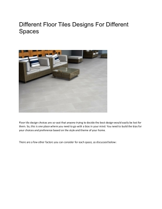 Different Floor Tiles Designs For Different Spaces