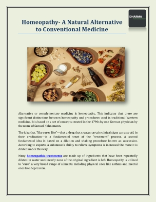 Homeopathy- A Natural Alternative to Conventional Medicine