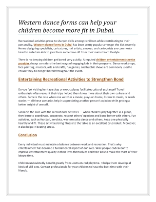 Western dance forms can help your children become more fit in Dubai