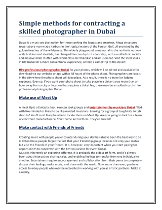 Simple methods for contracting a skilled photographer in Dubai