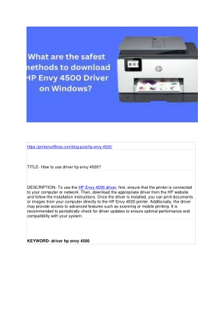 How to use driver hp envy 4500?