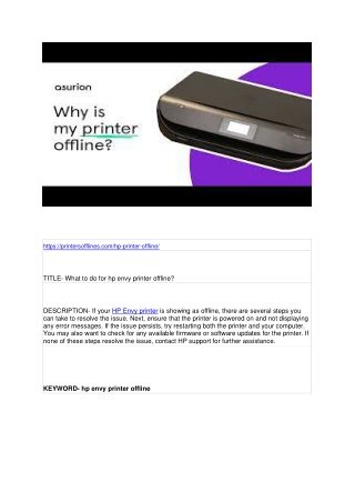 What to do for hp envy printer offline?