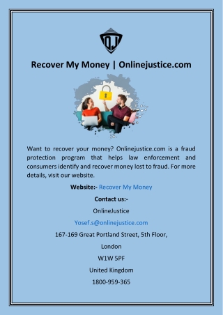 Recover My Money  Onlinejustice