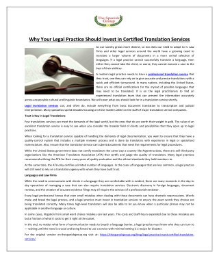 Why Your Legal Practice Should Invest in Certified Translation Services