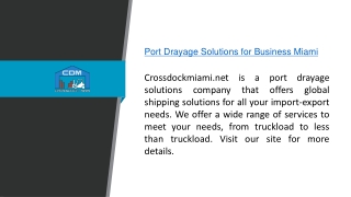 Port Drayage Solutions for Business Miami  Crossdockmiami.net