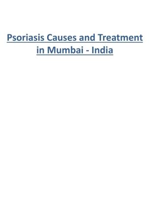 Psoriasis Causes and Treatment in Mumbai - India