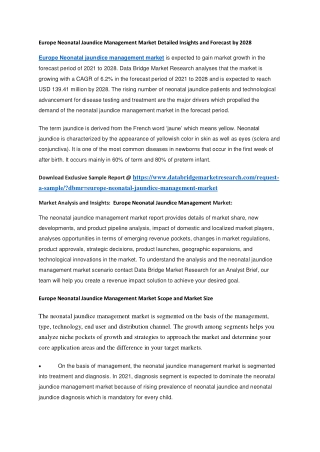 Europe Neonatal Jaundice Management Market Detailed Insights and Forecast by 2028 (1)