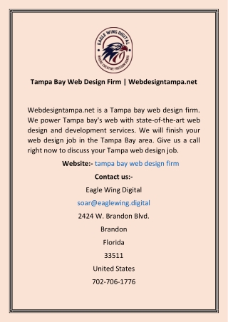 Tampa Bay Web Design Firm  Webdesigntampa.net