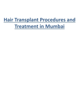 Hair Transplant Procedures and Treatment in Mumbai