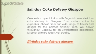 Birthday Cake Delivery Glasgow  Sugarfall.co.uk