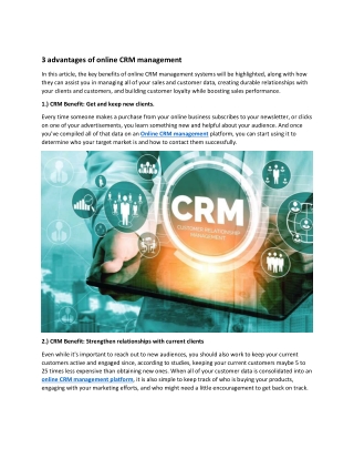 Online CRM management may make lives easier