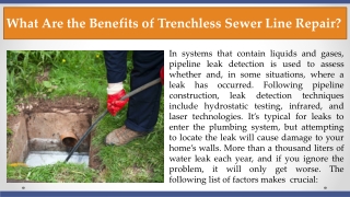 What Are the Benefits of Trenchless Sewer Line Repair