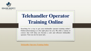 Telehandler Operator Training Online | Onlinesafetytraining.ca
