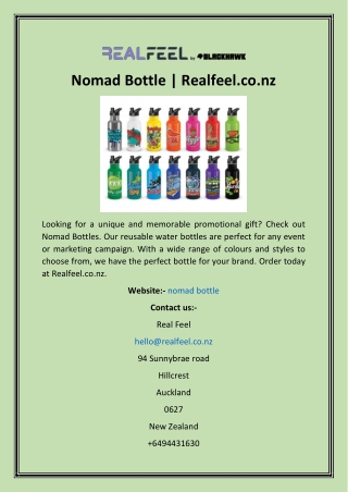 Nomad Bottle  Realfeel.co.nz