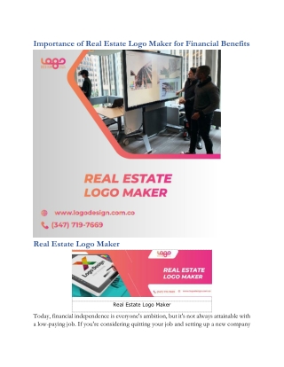 Importance of Real Estate Logo Maker for Financial Benefits