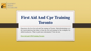 First Aid And Cpr Training Toronto | Safetyfirsttraining.ca