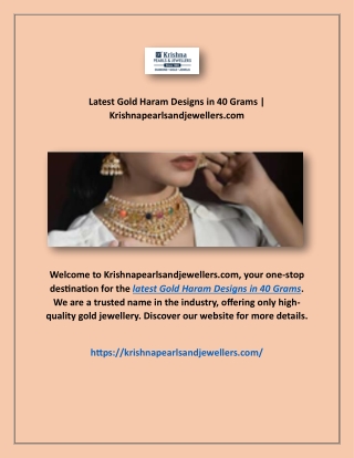 Latest Gold Haram Designs in 40 Grams | Krishnapearlsandjewellers.com