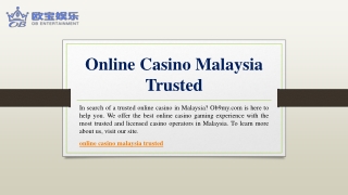 Online Casino Malaysia Trusted | Ob9my.com