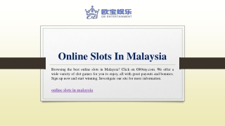 Online Slots In Malaysia | Ob9my.com