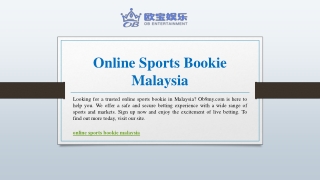 Online Sports Bookie Malaysia | Ob9my.com