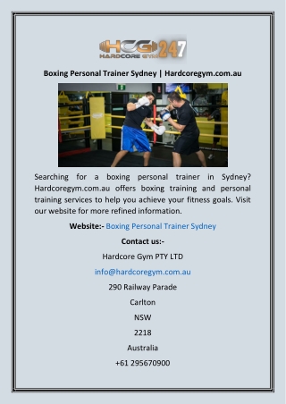 Boxing Personal Trainer Sydney  Hardcoregym.com