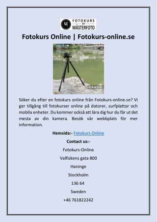 Fotokurs Online  Fotokurs-online.se