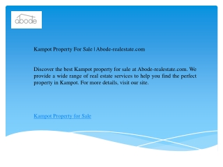 Kampot Property For Sale    Abode-realestate.com