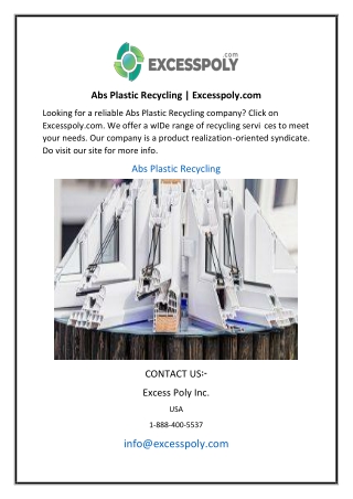 Abs Plastic Recycling  Excesspoly.com