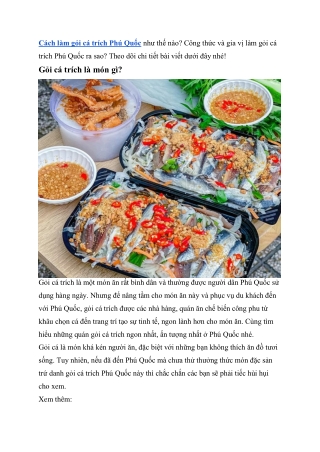 Cách làm gỏi cá trích Phú Quốc