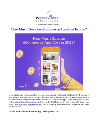 How Much Does An eCommerce App Cost In 2023