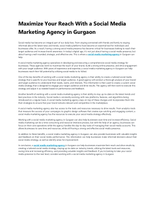 Maximize Your Reach With a Social Media Marketing Agency in Gurgaon