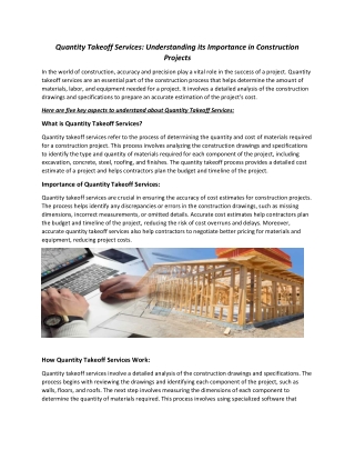 quantity takeoff services