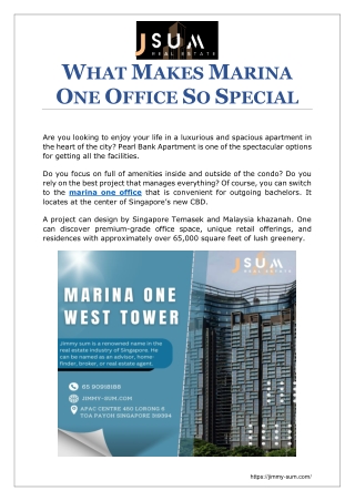 What Makes Marina One Office So Special