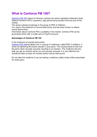 What is Cenforce FM 100