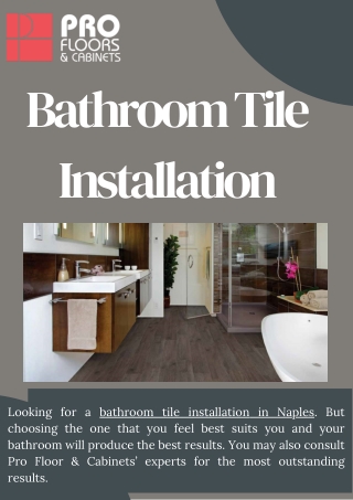 Looking For A Bathroom Tile Installation in Naples