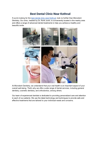 Best Dental Clinic Near Kothrud