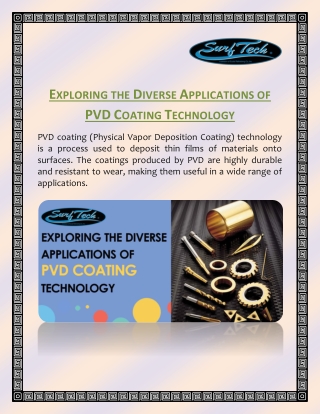 Exploring the Diverse Applications of PVD Coating Technology