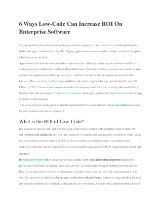 Low-Code Can Increase ROI