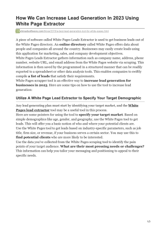 How To Get Business Leads From Whites Pages