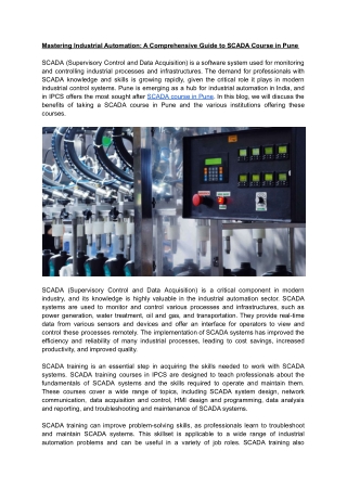 SCADA 5 - Mastering Industrial Automation: A Comprehensive Guide to SCADA Course